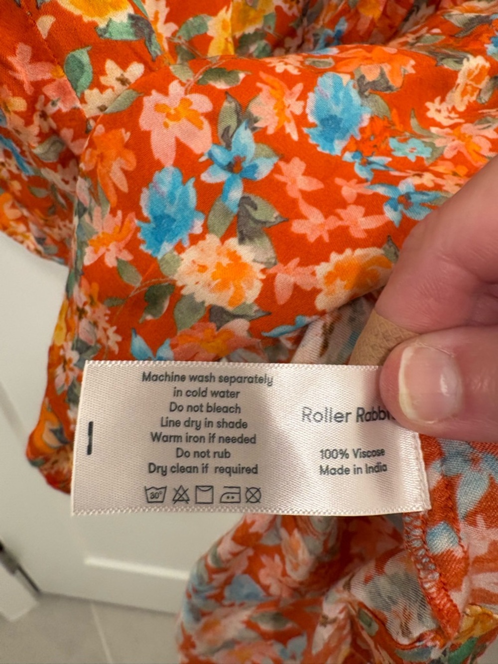 Roller Rabbit Orange Floral Oversized Cropped Button Down Shirt Size Small - Picture 11 of 11